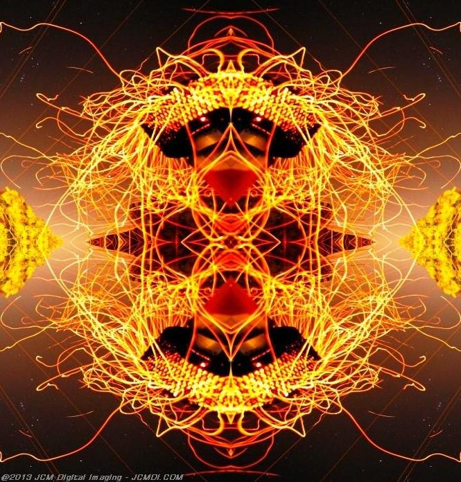 Long exposure chimney sparks quadroscopic artwork